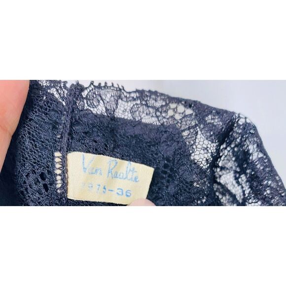 VTG 1960s Van Raalte Black Full Slip Lace Nylon Under Garment Made in USA Sz 36 - Picture 6 of 6